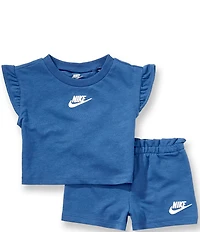 Nike Baby Girls Short Sleeves French Terry Tee & Shorts 2-Piece Set