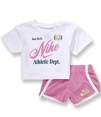Nike Baby Girls Short Sleeves Tennis Tee & Sprinter Short 2-Piece Set