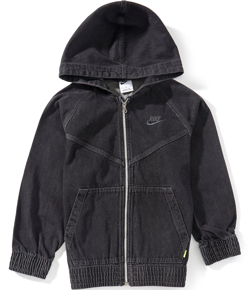 Nike Big Boys Full-Zip Hooded Denim Jacket