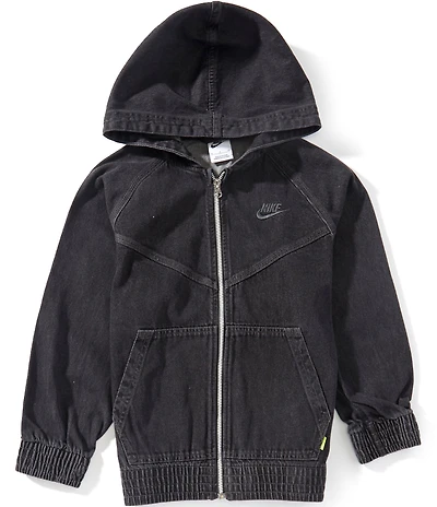 Nike Big Boys Full-Zip Hooded Denim Jacket