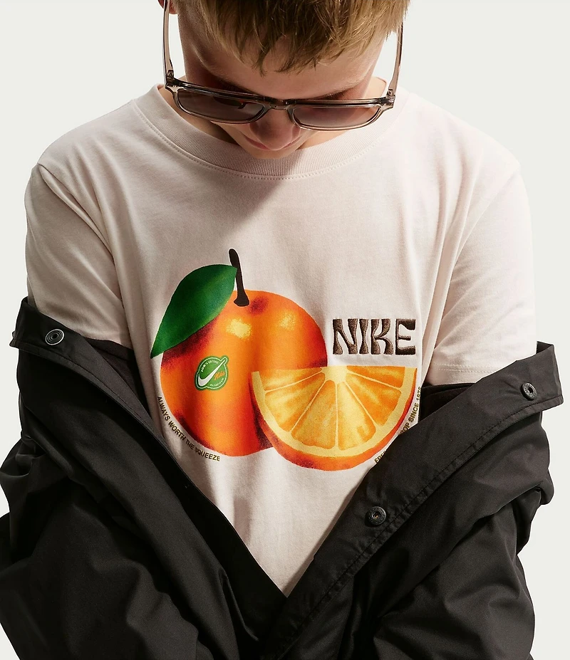 Nike Big Boys Short Sleeve Orange-Graphic T-Shirt
