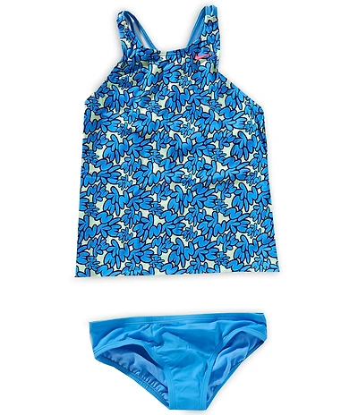 Nike Big Girls Bubble Script Spiderback Tankini 2-Piece Swim Suit