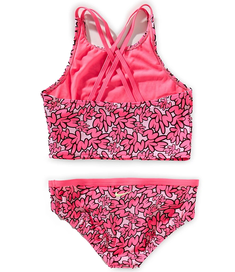 Nike Big Girls Bubble Scripts Spiderback Midkini 2-Piece Swim Suit