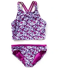 Nike Big Girls Bubble Scripts Spiderback Midkini 2-Piece Swim Suit