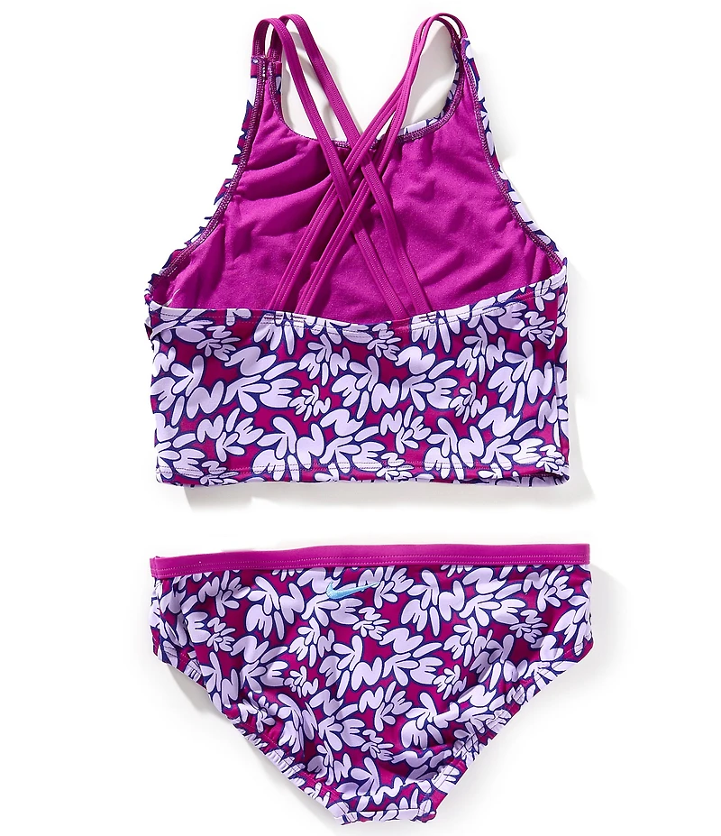 Nike Big Girls Bubble Scripts Spiderback Midkini 2-Piece Swim Suit