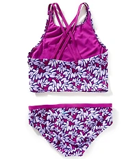 Nike Big Girls Bubble Scripts Spiderback Midkini 2-Piece Swim Suit