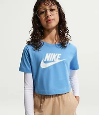 Nike Big Girls Cotton Crewneck Cropped T-Shirt