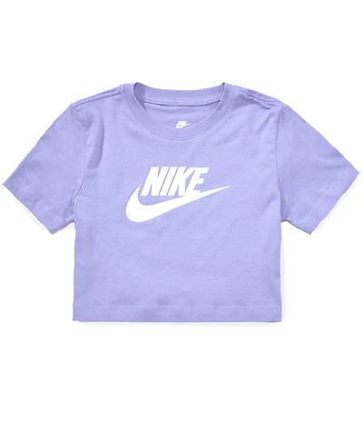 Nike Big Girls Cropped Short Sleeve Graphic Logo Cotton T-Shirt