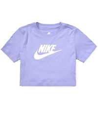 Nike Big Girls Cropped Short Sleeve Graphic Logo Cotton T-Shirt
