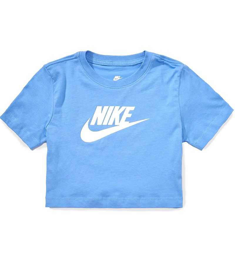 Nike Big Girls Cropped Short Sleeve Graphic Logo Cotton T-Shirt
