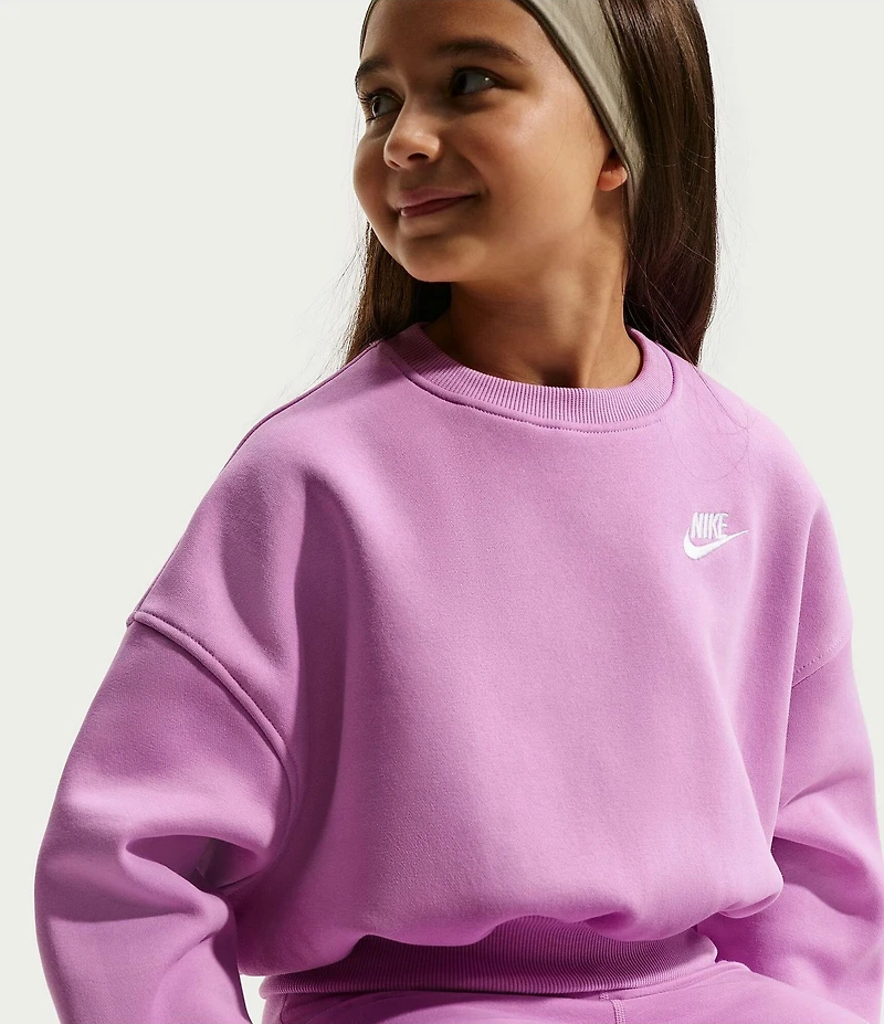 Nike Big Girls Crew Neck Long Sleeve Sportwear Club Fleece Sweatshirt