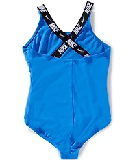 Nike Big Girls Embroidered-Swoosh Crisscross Back One-Piece Swimsuit