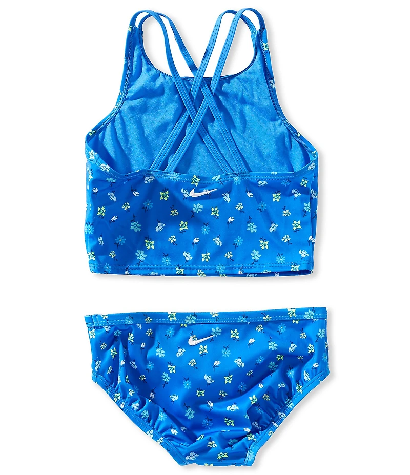 Nike Big Girls Floral Spiderback Midkini Top & Hipster Bottom Two-Piece Swimsuit