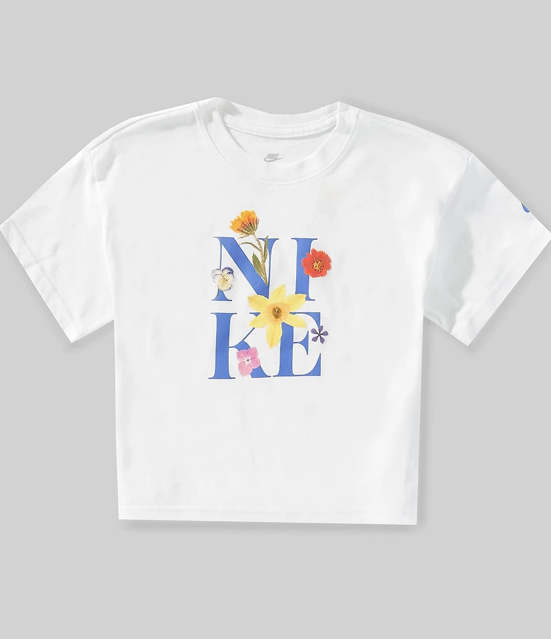 Nike Big Girls Short Sleeve Floral Boxy T-Shirt