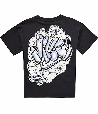 Nike Big Girls Short Sleeve Graffiti Logo Sporty Graphic T-Shirt
