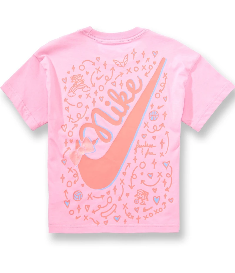 Nike Big Girls Short Sleeve Bow Logo Graphic T-Shirt