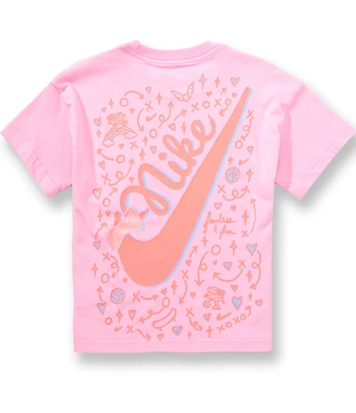 Nike Big Girls Short Sleeve Bow Logo Graphic T-Shirt