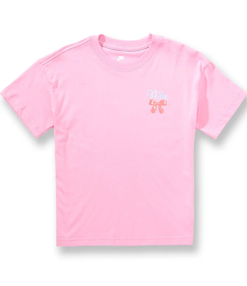 Nike Big Girls Short Sleeve Bow Logo Graphic T-Shirt