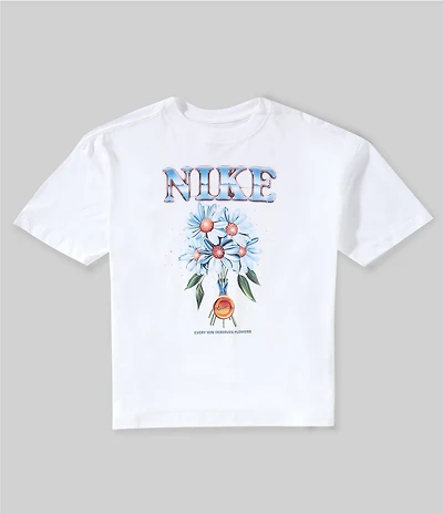 Nike Big Girls Short Sleeve Oversized Flowers Graphic T-Shirt