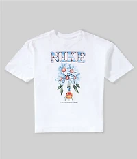Nike Big Girls Short Sleeve Oversized Flowers Graphic T-Shirt