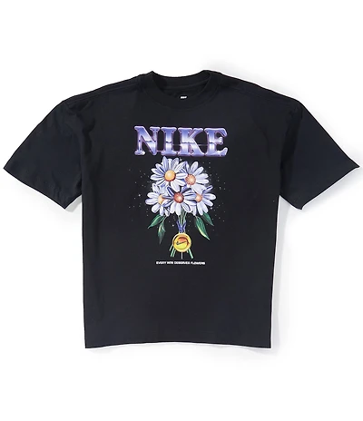 Nike Big Girls Short Sleeve Oversized Flowers Graphic T-Shirt