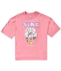 Nike Big Girls Short Sleeve Oversized Flowers Graphic T-Shirt