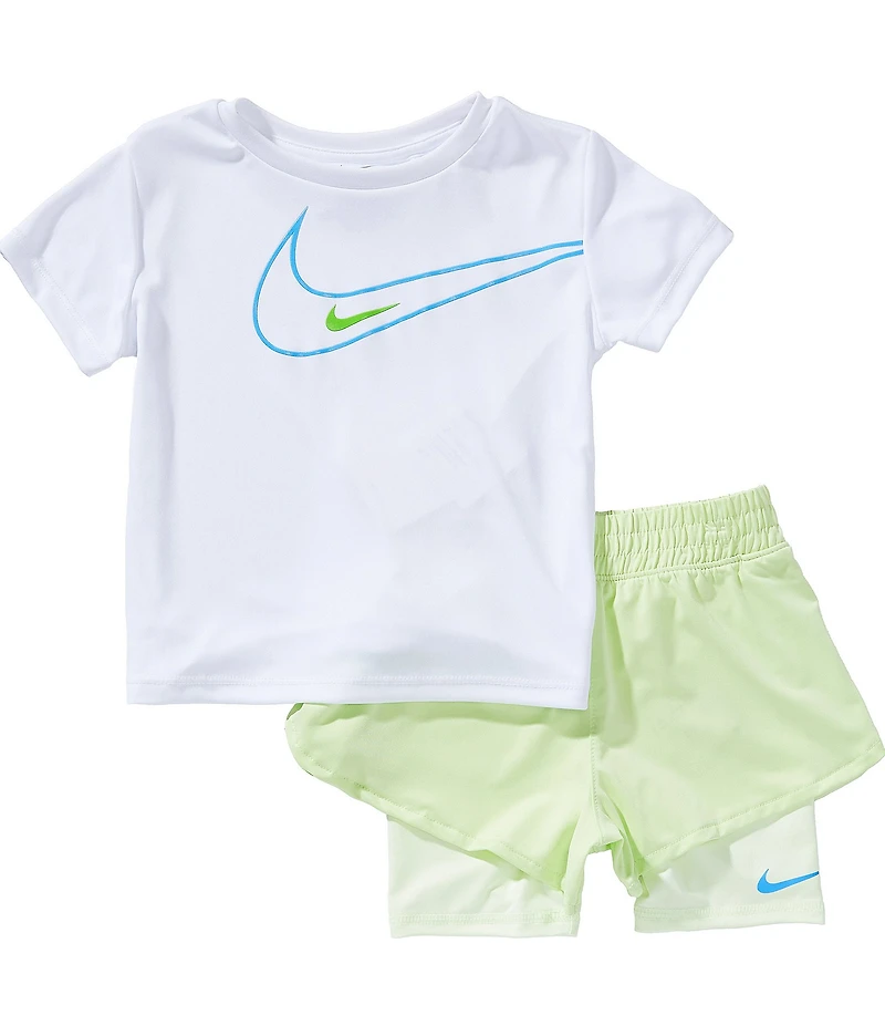 Nike Little Girls Short Sleeve Move With Nature Tee & Shorts 2-Piece Set