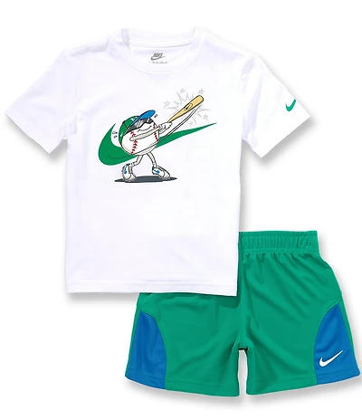 Nike Little Boys Baseball Tee & Mesh Shorts 2-Piece Set