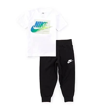 Nike Little Boys Short Sleeve Graphic Logo T-Shirt & Fleece Jogger Pant Set