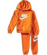 Nike Little Boys Long Sleeve Club Fleece Graphic Hoodie and Jogger Pants Set