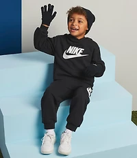 Nike Little Boys Long Sleeve Club Fleece Graphic Hoodie and Jogger Pants Set