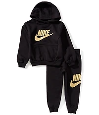Nike Little Boys Long Sleeve Club Fleece Graphic Hoodie and Jogger Pants Set