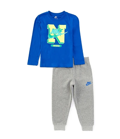 Nike Little Boys Long Sleeve Retro Fader T-Shirt & Jogger Pants 2-Piece Set