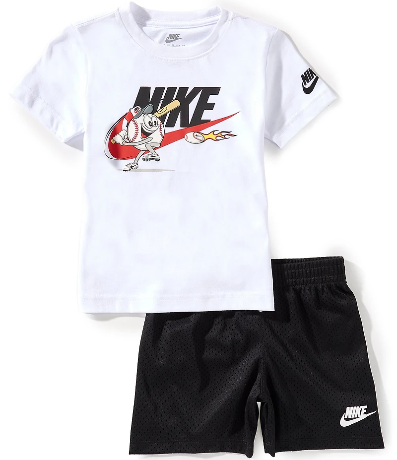 Nike Little Boys Short Sleeve Baseball-Character-Graphic Jersey T-Shirt & Mesh Shorts Set