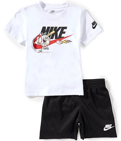 Nike Little Boys Short Sleeve Baseball-Character-Graphic Jersey T-Shirt & Mesh Shorts Set