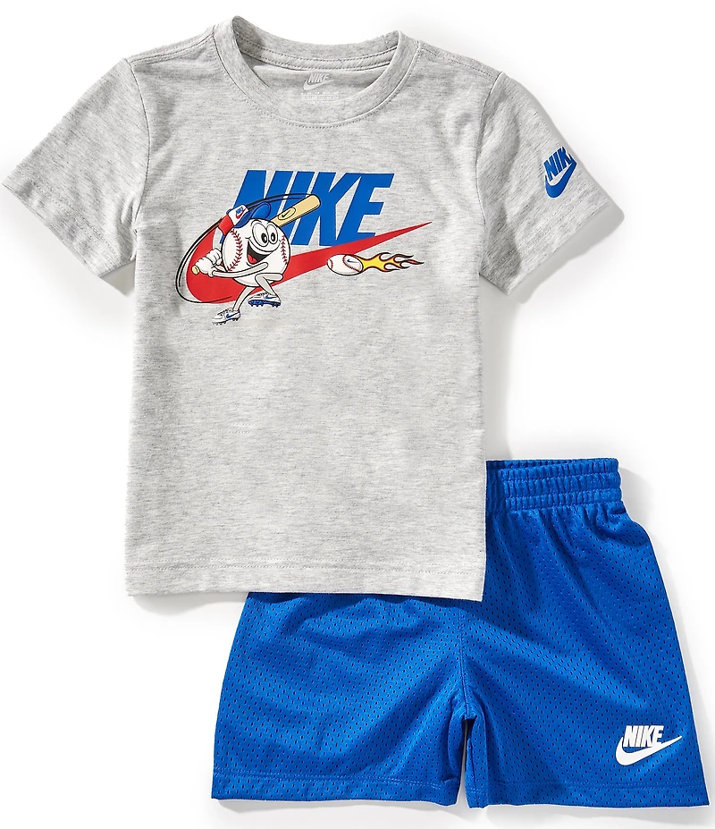 Nike Little Boys Short Sleeve Baseball-Character-Graphic Jersey T-Shirt & Mesh Shorts Set