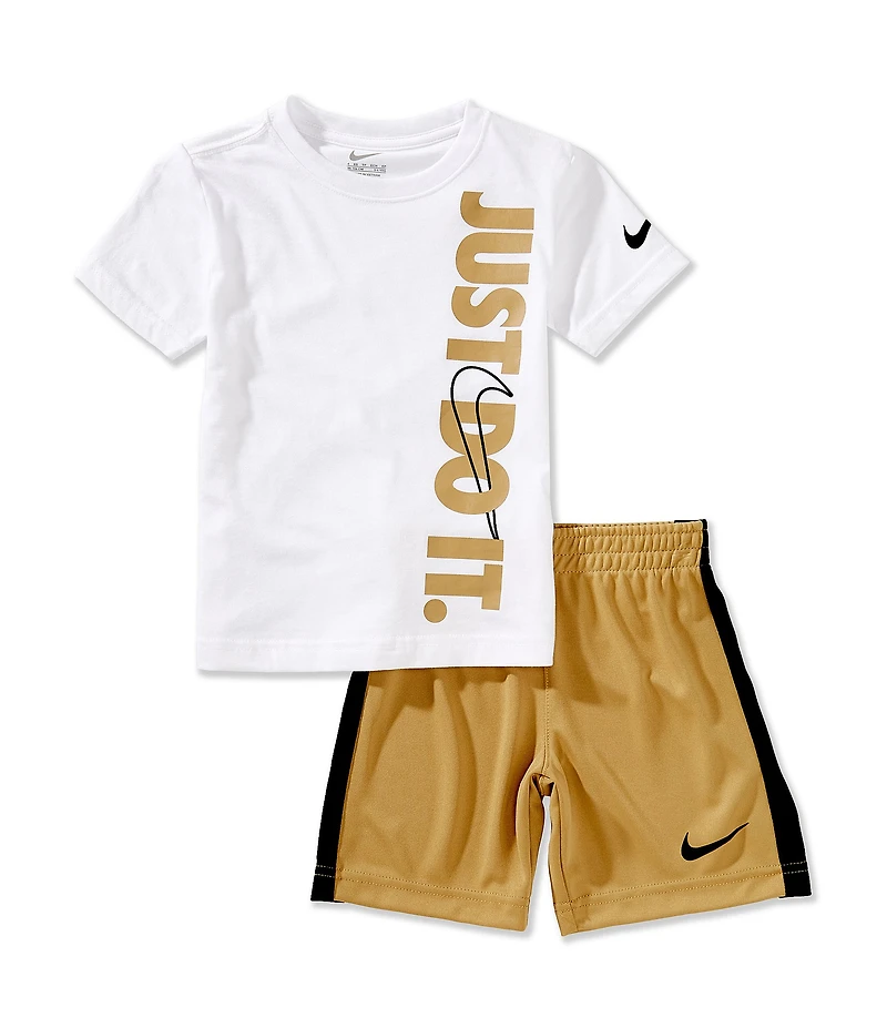 Nike Little Boys Short Sleeve Just Do It Graphic T-Shirt & Racing-Stripe Shorts Set