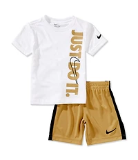 Nike Little Boys Short Sleeve Just Do It Graphic T-Shirt & Racing-Stripe Shorts Set