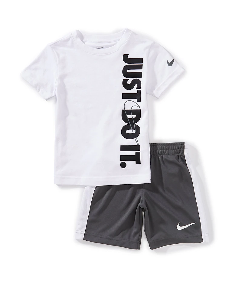 Nike Little Boys Short Sleeve Just Do It Graphic T-Shirt & Racing-Stripe Shorts Set