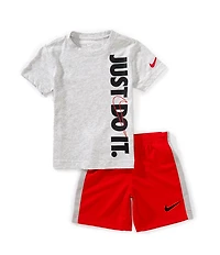 Nike Little Boys Short Sleeve Just Do It Graphic T-Shirt & Racing-Stripe Shorts Set