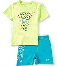 Nike Little Boys Short Sleeve Just Do It Knit T-Shirt & French Terry Shorts Set