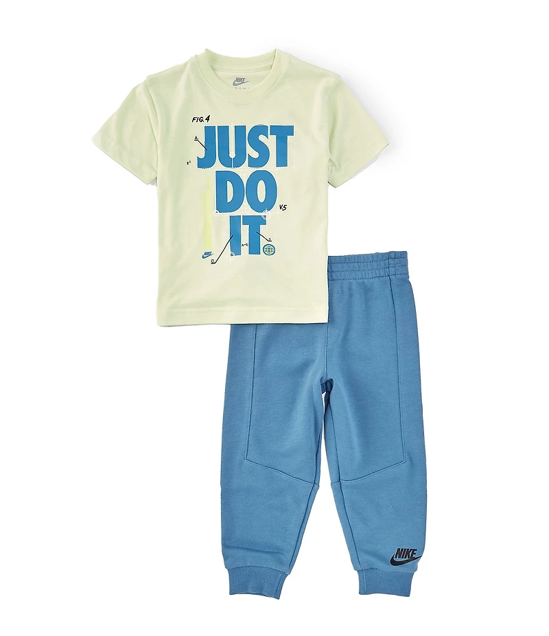 Nike Little Boys Short Sleeve Just Do It Graphic Knit T-Shirt & Logo-Detailed Fleece Jogger Pant Set