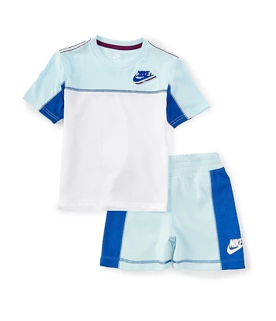 Nike Little Boys Short-Sleeve Reimagine Colorblock Pieced Jersey T-Shirt & Coordinating French Terry Shorts Set