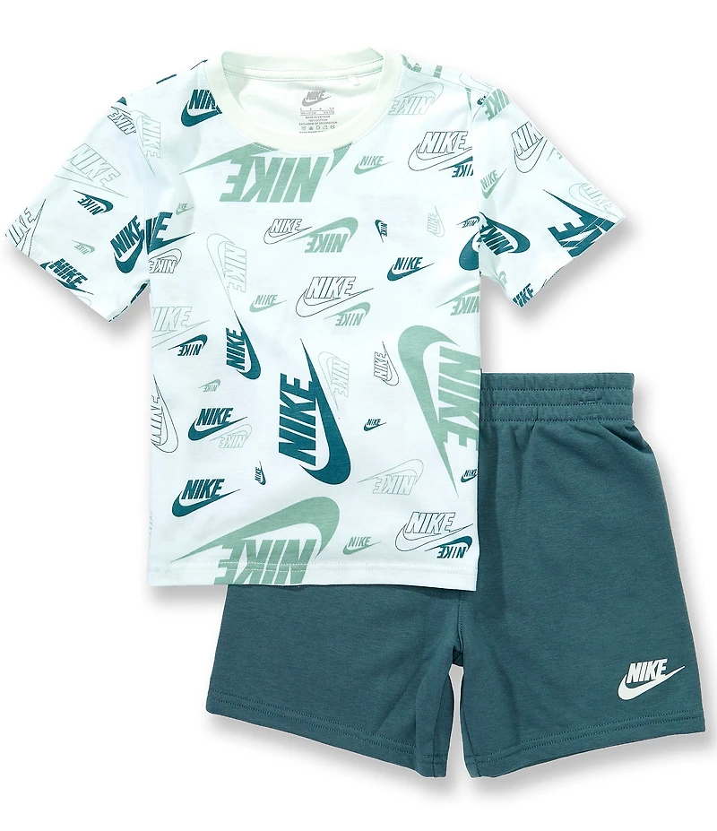Nike Little Boys Short Sleeve Logo Printed Jersey T-Shirt & Solid French Terry Shorts Set