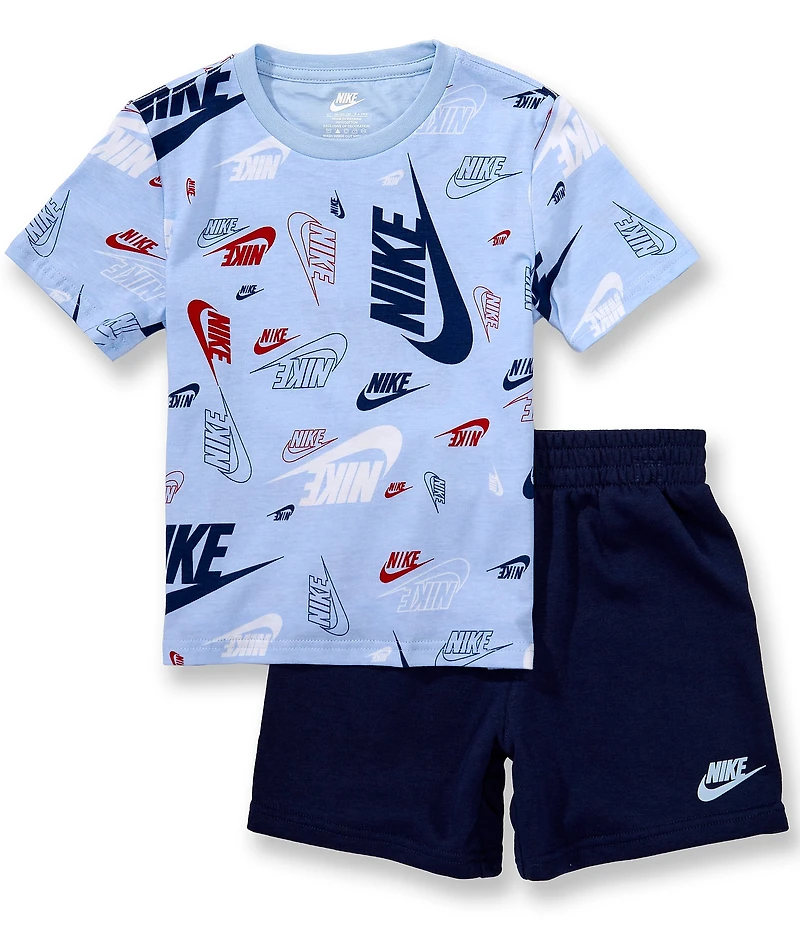 Nike Little Boys Short Sleeve Logo Printed Jersey T-Shirt & Solid French Terry Shorts Set