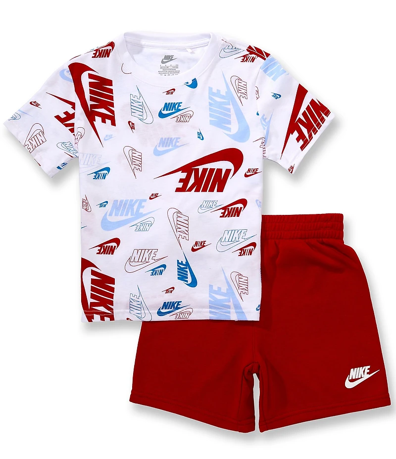 Nike Little Boys Short Sleeve Logo Printed Jersey T-Shirt & Solid French Terry Shorts Set