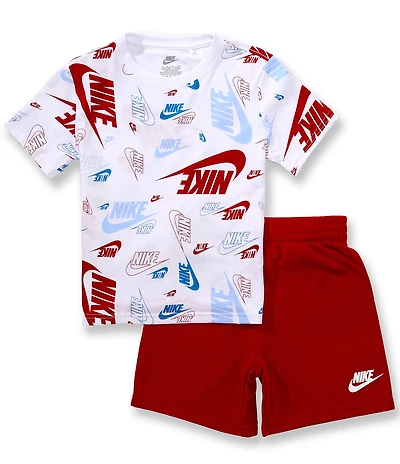 Nike Little Boys Short Sleeve Logo Printed Jersey T-Shirt & Solid French Terry Shorts Set