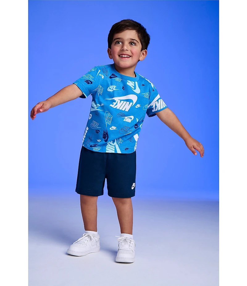 Nike Little Boys Short-Sleeve Sportswear Printed Jersey T-Shirt & Solid French Terry Shorts Set