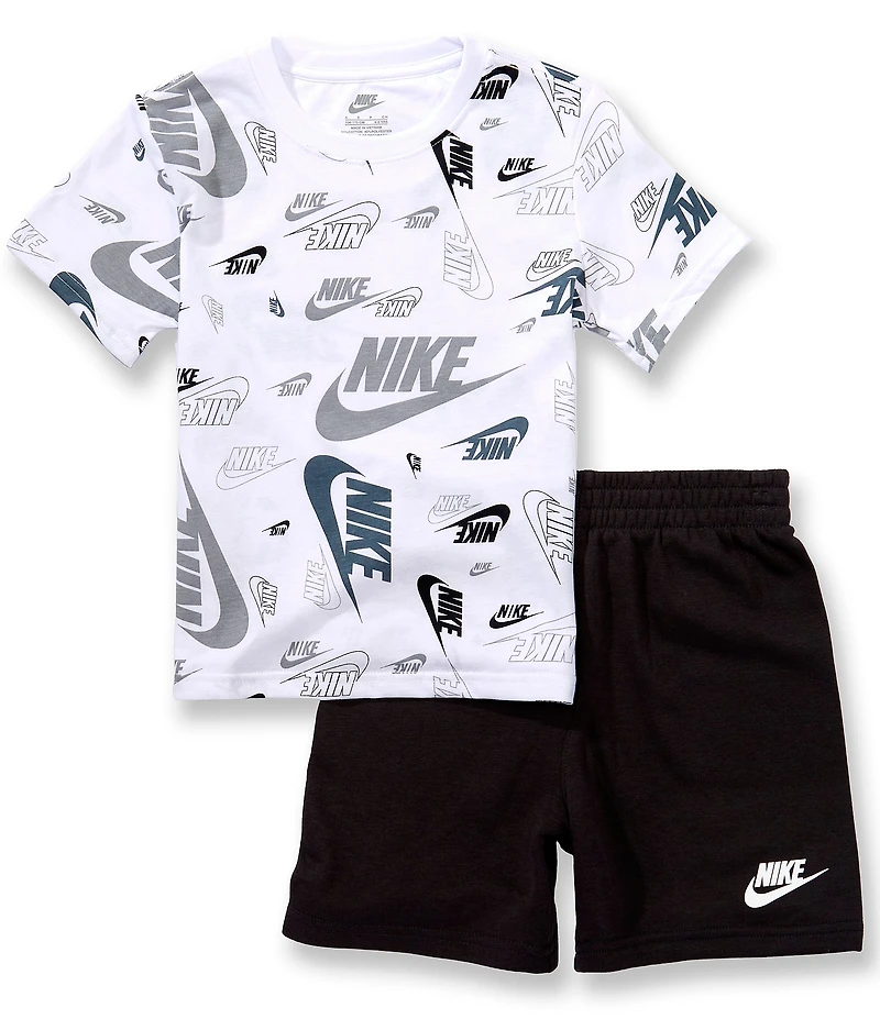 Nike Little Boys Short Sleeve Logo Printed Jersey T-Shirt & Solid French Terry Shorts Set