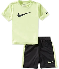 Nike Little Boys Short Sleeve Swoosh T-Shirt & Racing-Striped Shorts Set